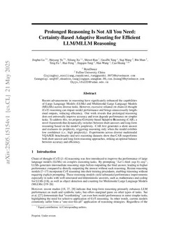 Prolonged Reasoning Is Not All You Need: Certainty-Based Adaptive Routing for Efficient LLM/MLLM Reasoning