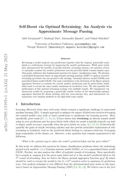 Self-Boost via Optimal Retraining: An Analysis via Approximate Message Passing