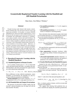 Geometrically Regularized Transfer Learning with On-Manifold and Off-Manifold Perturbation