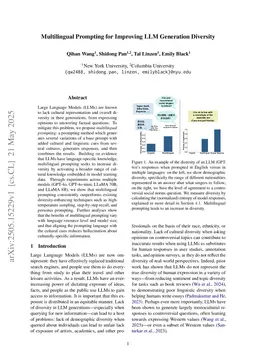 Multilingual Prompting for Improving LLM Generation Diversity