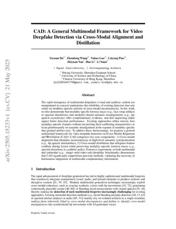CAD: A General Multimodal Framework for Video Deepfake Detection via Cross-Modal Alignment and Distillation