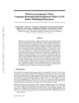 When Less Language is More: Language-Reasoning Disentanglement Makes LLMs Better Multilingual Reasoners