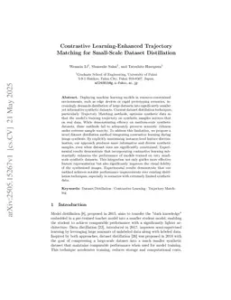 Contrastive Learning-Enhanced Trajectory Matching for Small-Scale Dataset Distillation