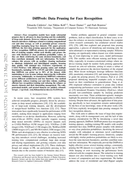 DiffProb: Data Pruning for Face Recognition