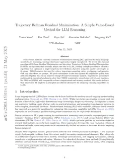 Trajectory Bellman Residual Minimization: A Simple Value-Based Method for LLM Reasoning