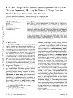 CEBSNet: Change-Excited and Background-Suppressed Network with Temporal Dependency Modeling for Bitemporal Change Detection