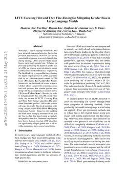 LFTF: Locating First and Then Fine-Tuning for Mitigating Gender Bias in Large Language Models