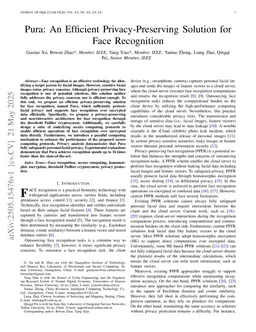 Pura: An Efficient Privacy-Preserving Solution for Face Recognition