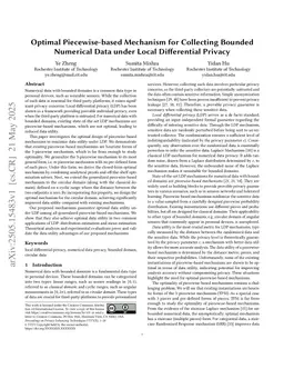 Optimal Piecewise-based Mechanism for Collecting Bounded Numerical Data under Local Differential Privacy
