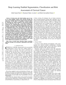 Deep Learning Enabled Segmentation, Classification and Risk Assessment of Cervical Cancer