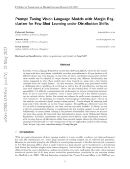 Prompt Tuning Vision Language Models with Margin Regularizer for Few-Shot Learning under Distribution Shifts