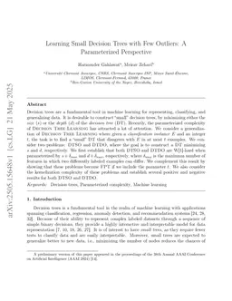 Learning Small Decision Trees with Few Outliers: A Parameterized Perspective