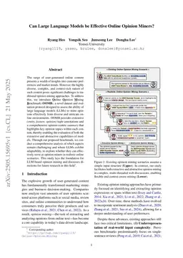 Can Large Language Models be Effective Online Opinion Miners?