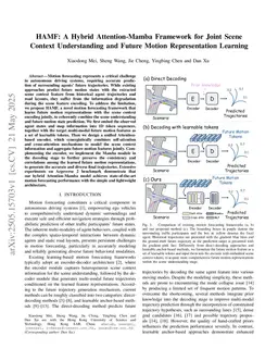 HAMF: A Hybrid Attention-Mamba Framework for Joint Scene Context Understanding and Future Motion Representation Learning