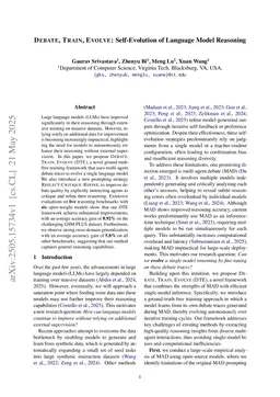 DEBATE, TRAIN, EVOLVE: Self Evolution of Language Model Reasoning
