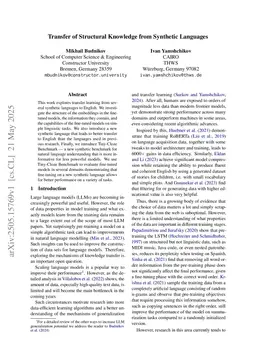 Transfer of Structural Knowledge from Synthetic Languages