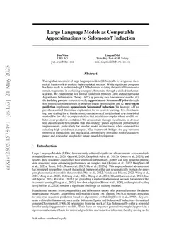 Large Language Models as Computable Approximations to Solomonoff Induction