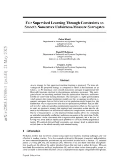 Fair Supervised Learning Through Constraints on Smooth Nonconvex Unfairness-Measure Surrogates