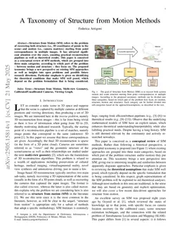 A Taxonomy of Structure from Motion Methods