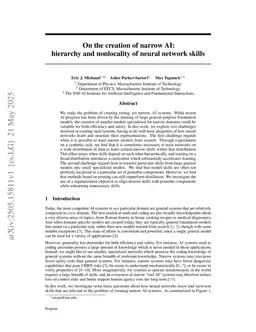 On the creation of narrow AI: hierarchy and nonlocality of neural network skills