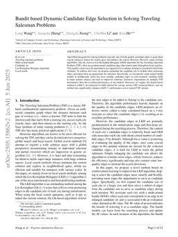 Bandit based Dynamic Candidate Edge Selection in Solving Traveling Salesman Problems