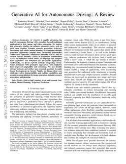 Generative AI for Autonomous Driving: A Review