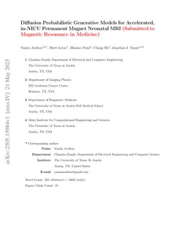 Diffusion Probabilistic Generative Models for Accelerated, in-NICU Permanent Magnet Neonatal MRI