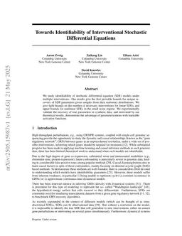 Towards Identifiability of Interventional Stochastic Differential Equations