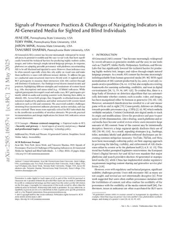 Signals of Provenance: Practices & Challenges of Navigating Indicators in AI-Generated Media for Sighted and Blind Individuals