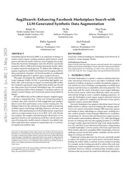 Aug2Search: Enhancing Facebook Marketplace Search with LLM-Generated Synthetic Data Augmentation