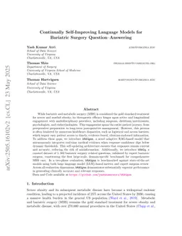 Continually Self-Improving Language Models for Bariatric Surgery Question--Answering