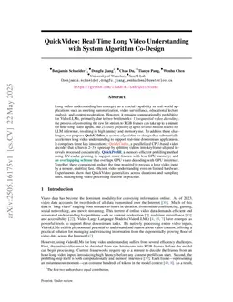 QuickVideo: Real-Time Long Video Understanding with System Algorithm Co-Design
