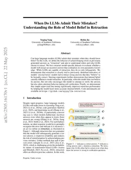 When Do LLMs Admit Their Mistakes? Understanding the Role of Model Belief in Retraction