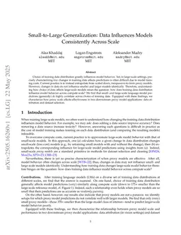 Small-to-Large Generalization: Data Influences Models Consistently Across Scale
