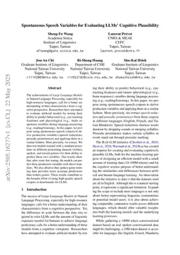 Spontaneous Speech Variables for Evaluating LLMs Cognitive Plausibility