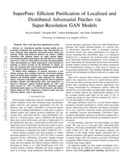 SuperPure: Efficient Purification of Localized and Distributed Adversarial Patches via Super-Resolution GAN Models