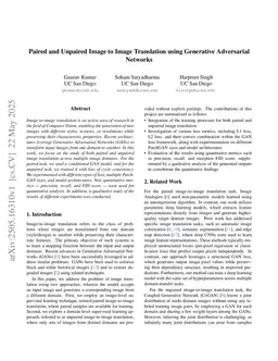 Paired and Unpaired Image to Image Translation using Generative Adversarial Networks