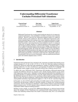Understanding Differential Transformer Unchains Pretrained Self-Attentions