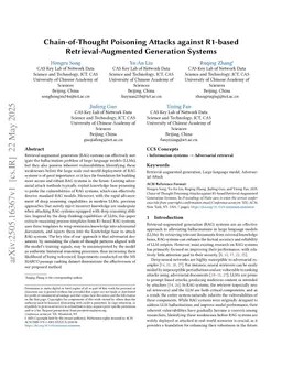 Chain-of-Thought Poisoning Attacks against R1-based Retrieval-Augmented Generation Systems