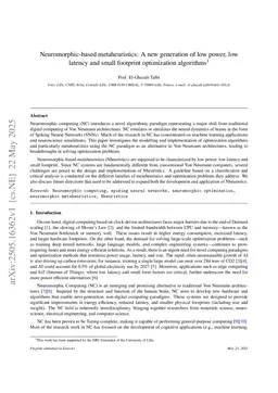Neuromorphic-based metaheuristics: A new generation of low power, low latency and small footprint optimization algorithms