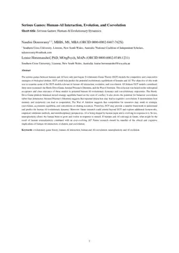 Serious Games: Human-AI Interaction, Evolution, and Coevolution