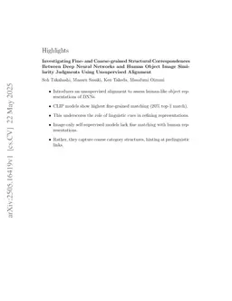 Investigating Fine- and Coarse-grained Structural Correspondences Between Deep Neural Networks and Human Object Image Similarity Judgments Using Unsupervised Alignment