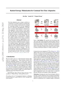 Ranked Entropy Minimization for Continual Test-Time Adaptation