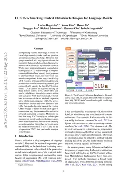 CUB: Benchmarking Context Utilisation Techniques for Language Models