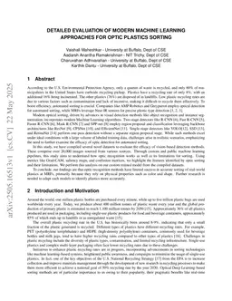 Detailed Evaluation of Modern Machine Learning Approaches for Optic Plastics Sorting