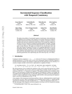 Incremental Sequence Classification with Temporal Consistency