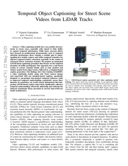 Temporal Object Captioning for Street Scene Videos from LiDAR Tracks
