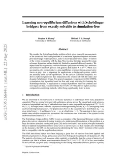 Learning non-equilibrium diffusions with Schrödinger bridges: from exactly solvable to simulation-free