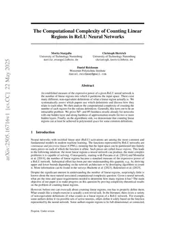 The Computational Complexity of Counting Linear Regions in ReLU Neural Networks