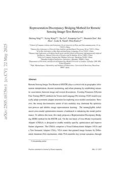 Representation Discrepancy Bridging Method for Remote Sensing Image-Text Retrieval